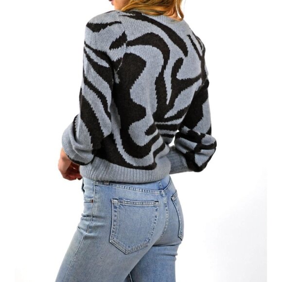 NWT 360 Cashmere Persia Sweater Misty Blue/Espresso Size-S MSRP $498 - Picture 2 of 11